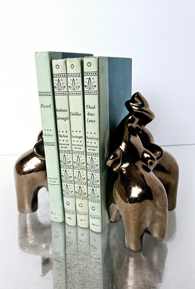 Lucky Elephant Decor Unique Ceramic crackled bronze Colored bookends
