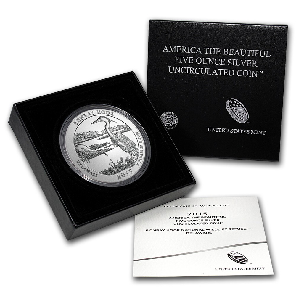 2015-P 5 oz Silver ATB Bombay Hook (w/Box & COA)