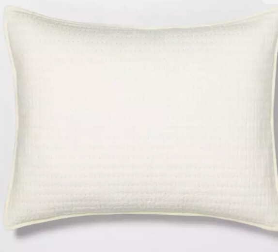 Hearth & Hand Solid Sour Cream Texture Quilted Sham  Standard Nwot