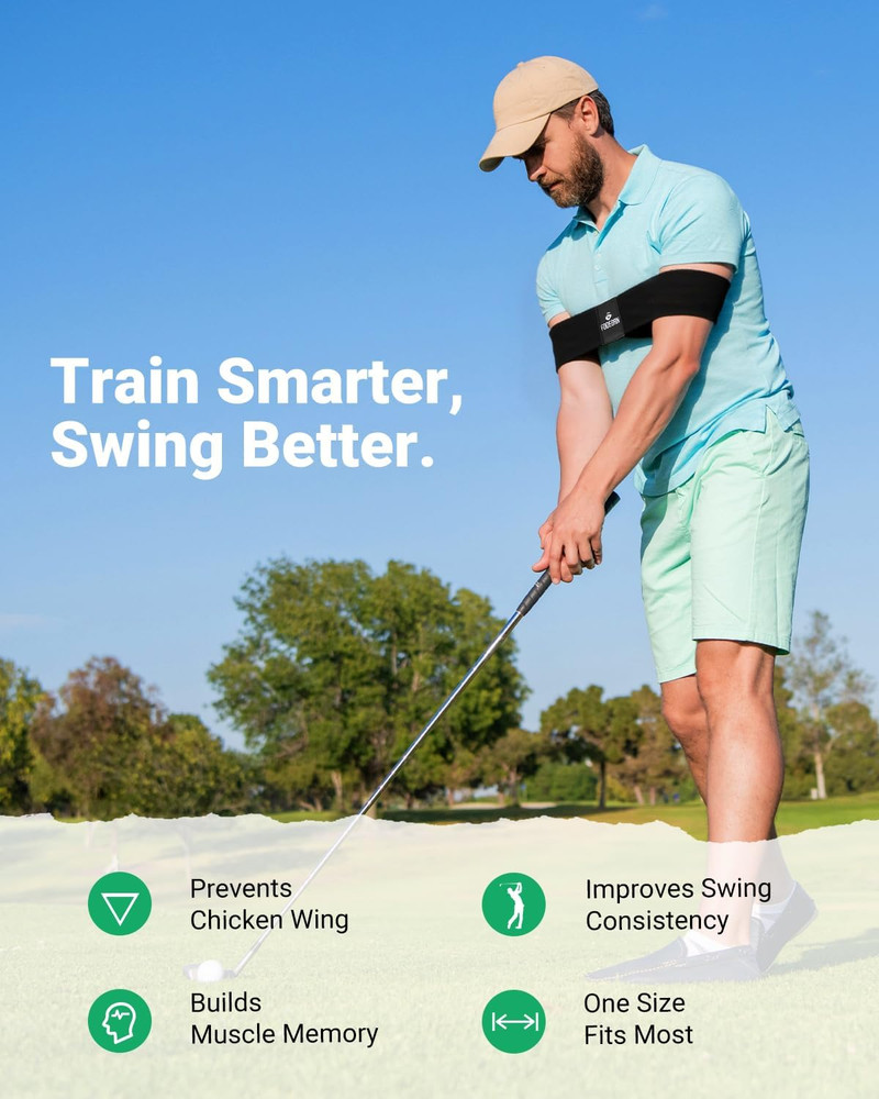 Golf Arm Connection Training Aid for Improved Swing Tempo and Consistency