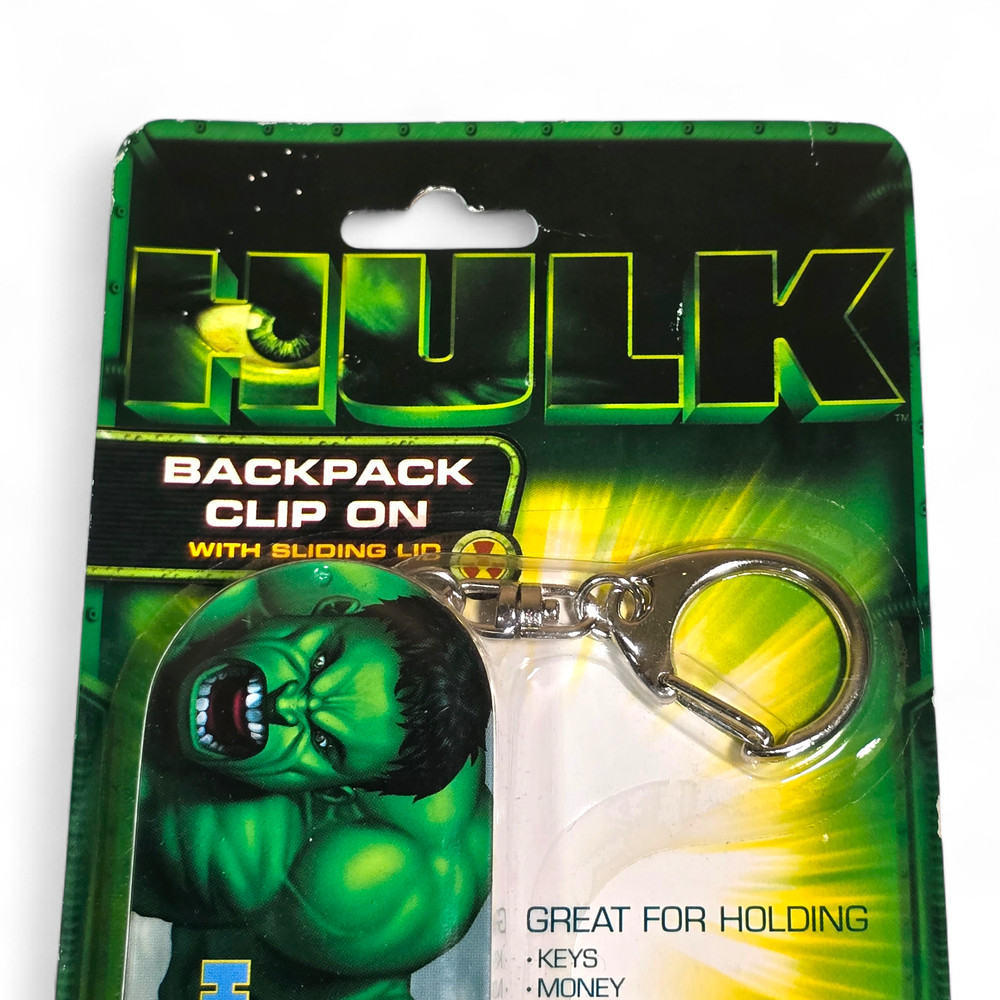 Vtg Tin Box Co Hulk Backpack Clip-On Sliding Lid 2003 Universal Studios MARVEL