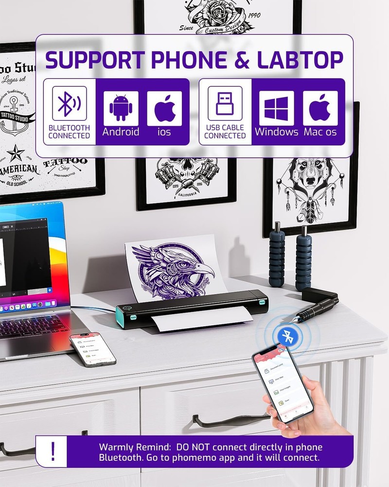 Phomemo M08F Tattoo Transfer Copier Printer Thermal Stencil Printer Paper Makers