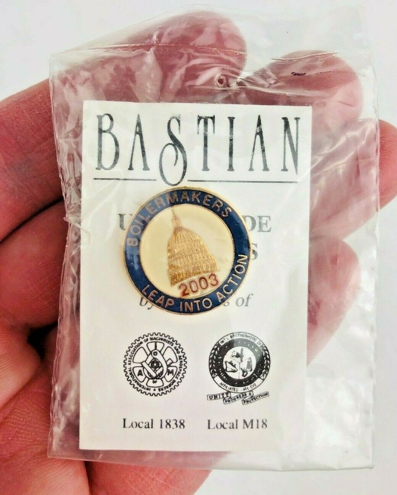 Bastian Boilermaker Union Lapel Hat Pin - Leap into Action 2003 Button *Ea3