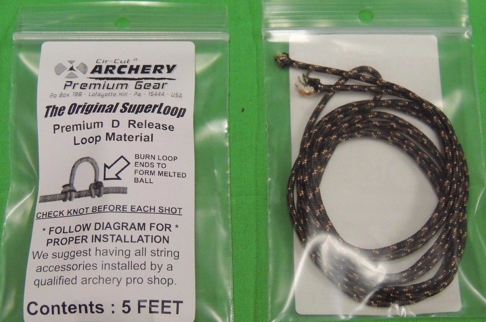 USA MADE - 5' CAMO RELEASE NOCKING NOCK D LOOP Archery Bow by Cir-Cut SUPERLOOP