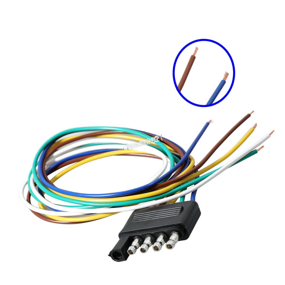 5 Way Flat 5Pin Trailer Light Male Plug Wire Harness Connector Cable Socket NEW