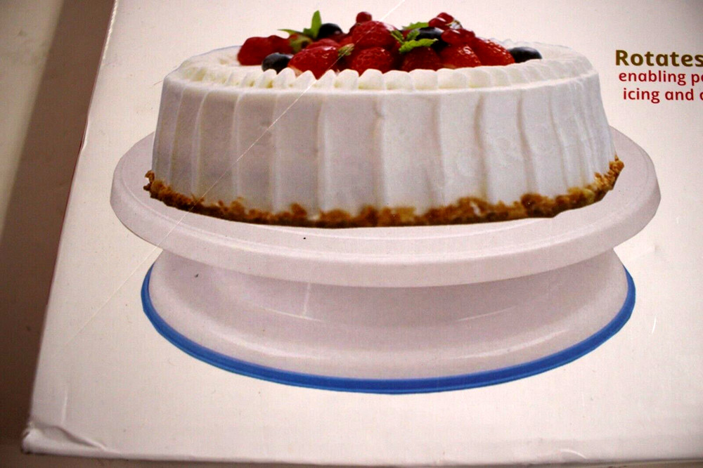 CAKE TURNTABLE SET ROTATES 360* DIAMETER 11" / 28CM WHITE/ PINK