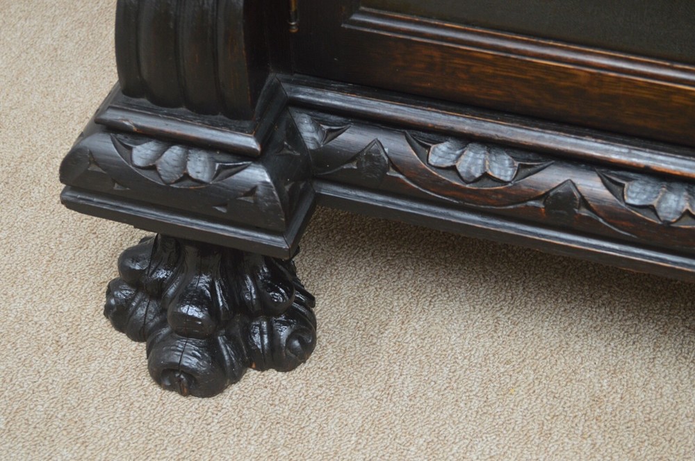 R. J. HORNER OAK PRAYING MONKS 3 DOOR BOOKCASE