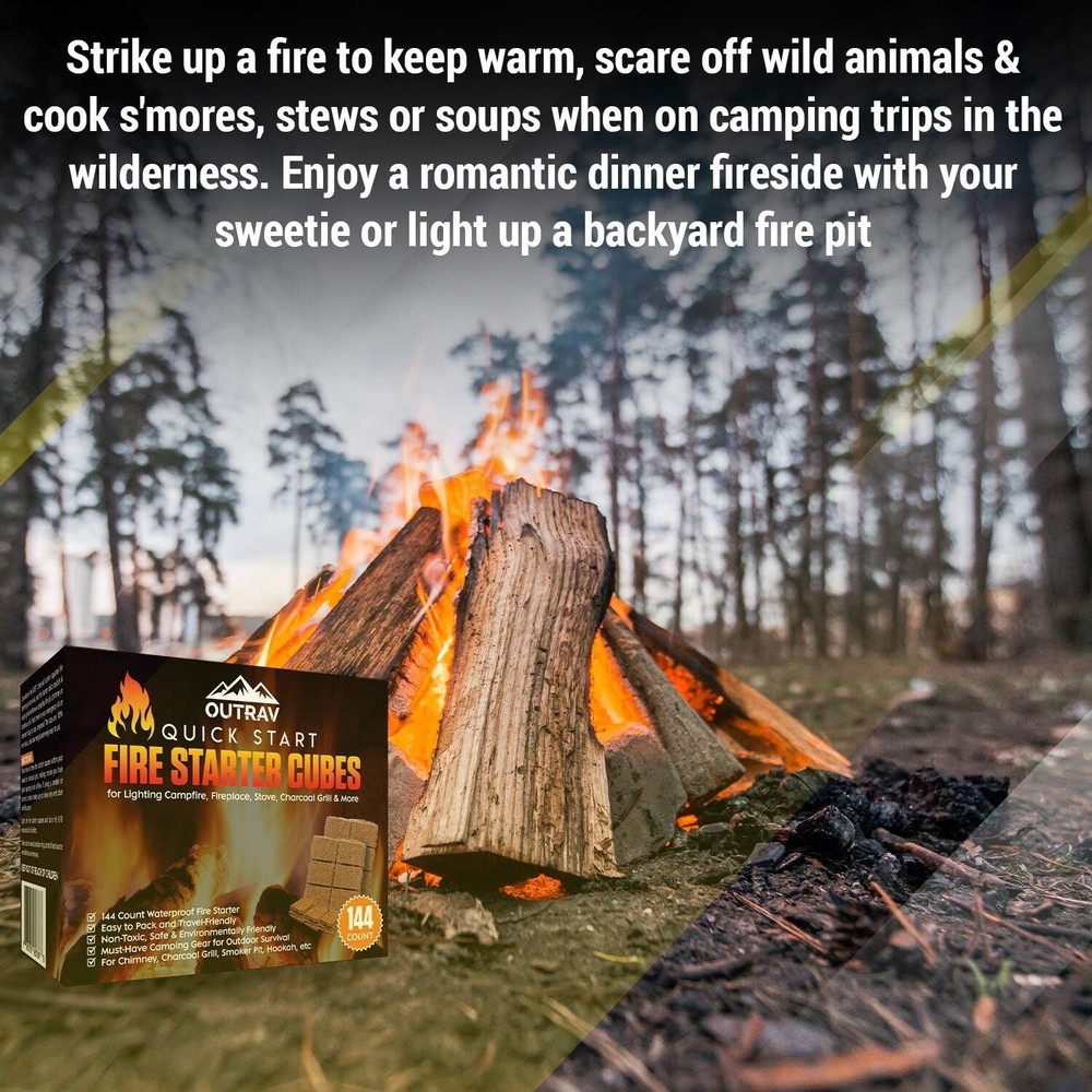 Fire Starter Mini Squares 144 Easy-Burning Fire Starters Waterproof Non-Toxic