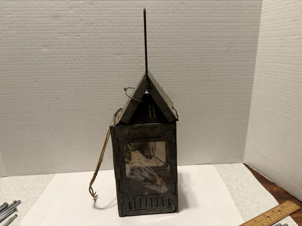 1908 STONEBRIDGE Portable Folding WWI Era Field Candle Lantern Lamp W Handle