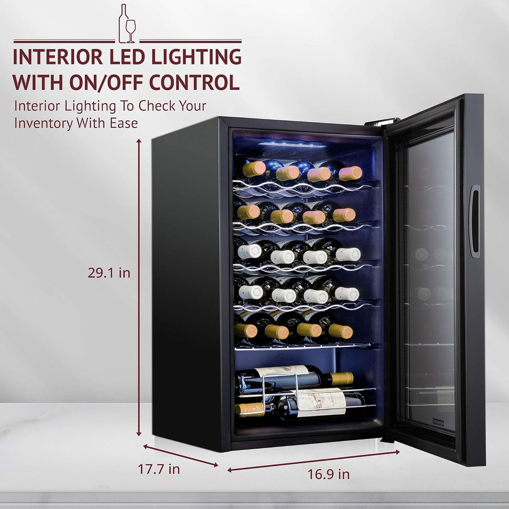 Schmecke 24 Bottle Compressor Wine Cooler Refrigerator W/Lock | Large Freestandi