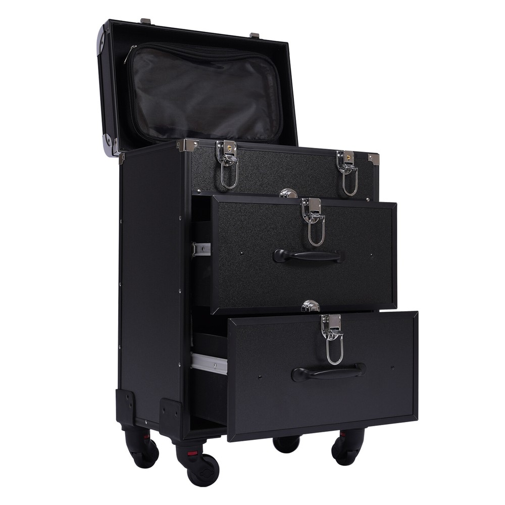 Professional Rolling Makeup Train Case Cosmetic Trolley Makeup Storage Organizer