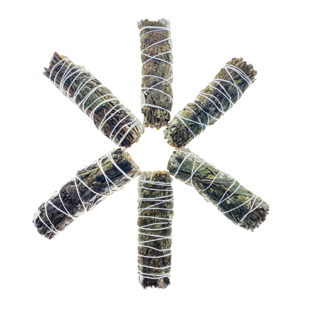 Smudge Stick - 4" Peppermint & White Sage Bundle with Instructions - Stress