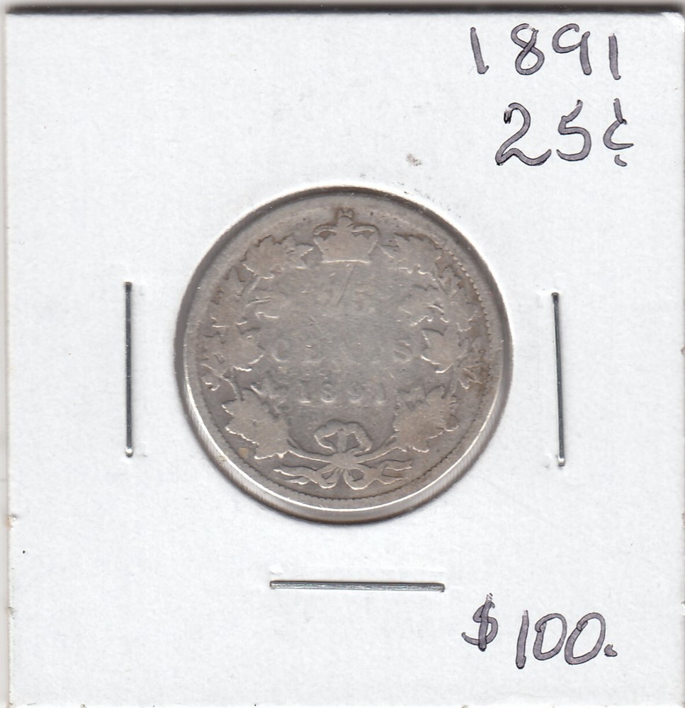 1891 Canada 25 Cents Silver Coin   C4