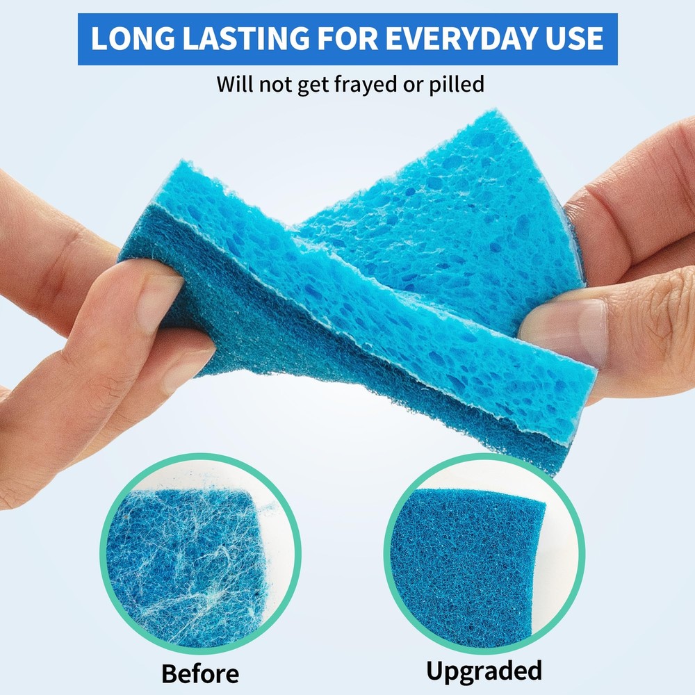 12-Pack Non-Scratch Cellulose Kitchen Scrub Sponges Double-Sided