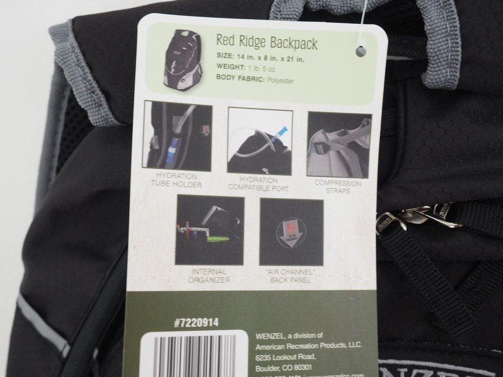 NEW! Wenzel Red Ridge 21" Daypack Backpack #7220914