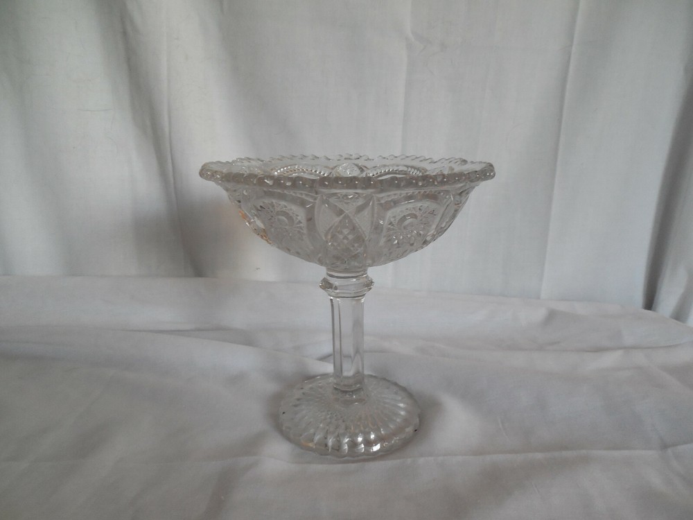EAPG swatooth edge compote candy dish 6.5" tall