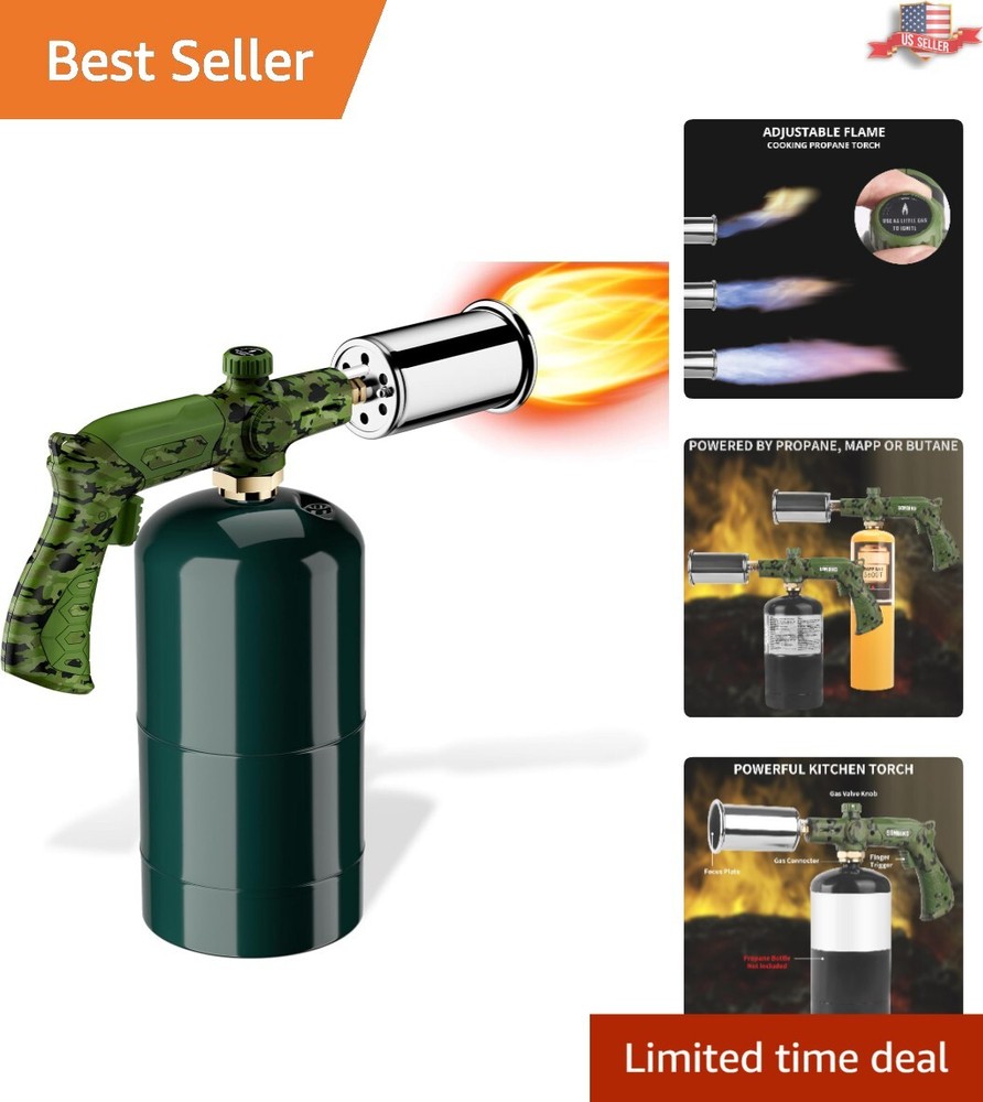 Compact Camouflage Cooking Torch - Adjustable Flame for Maximum Precision