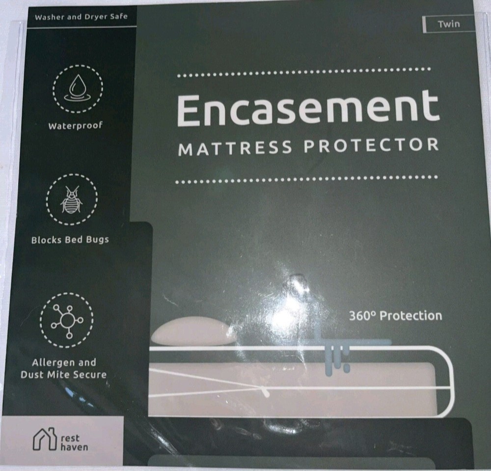 Encasement Mattress Protector Twin Size Waterproof Blocks Bed Bugs