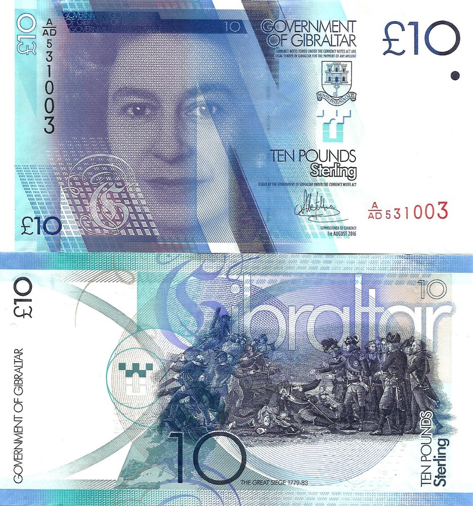 Gibraltar 10 pounds 2016 P-36b UNC