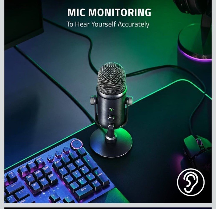 onn USB Dual-Pattern Podcasting Microphone, Mute Button, Adjustable Stand, Black