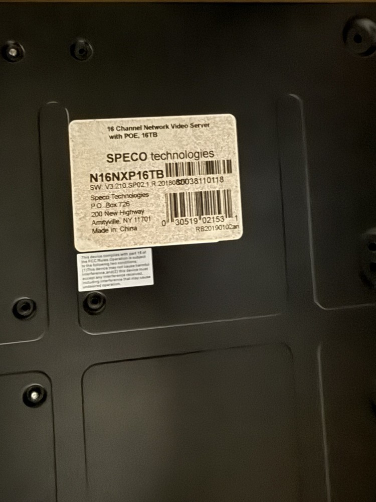 Speco Technologies N16NXP16TB 16 channel video security server/POE