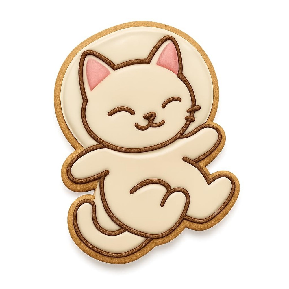 Floating Chibi Space Kitten Cookie Cutter & Stamp - 4x3.3