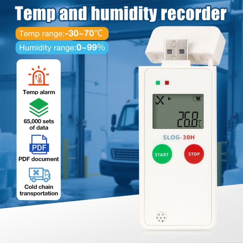 Temperature Humidity Trackings System LCD Screen Readout Data Export via USB