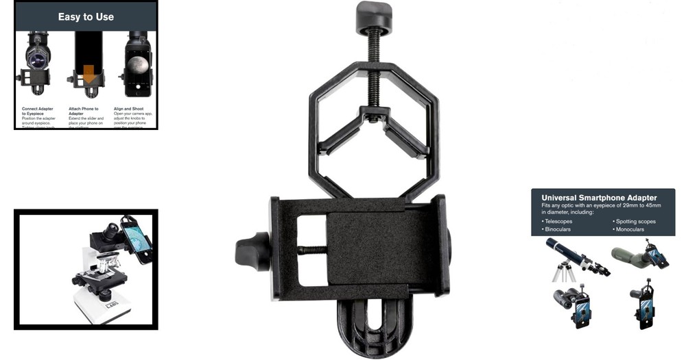Smartphone Adapter for Telescopes & Binoculars - Compact, Durable Metal Design
