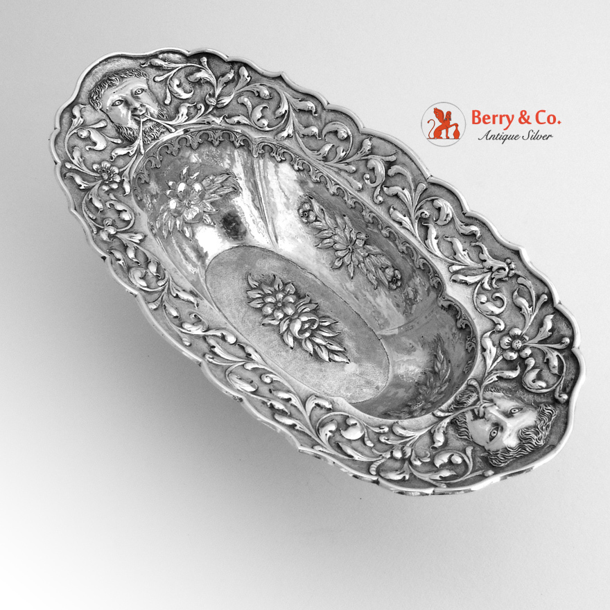 Repousse Deep Oval Bowl Dutch 833 Silver 1890