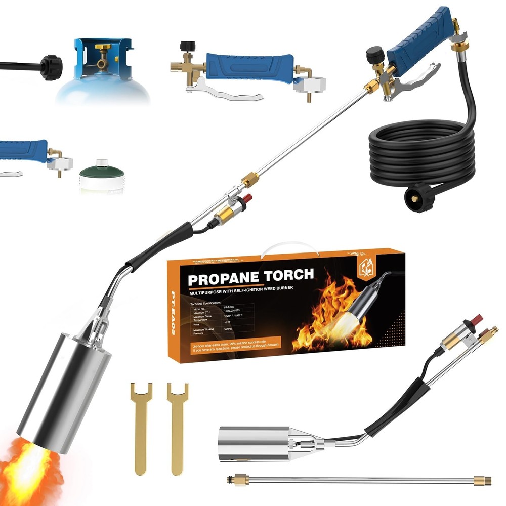 High Output Propane Torch Weed Burner Kit - Self Igniter, Turbo Trigger, 10FT Ho