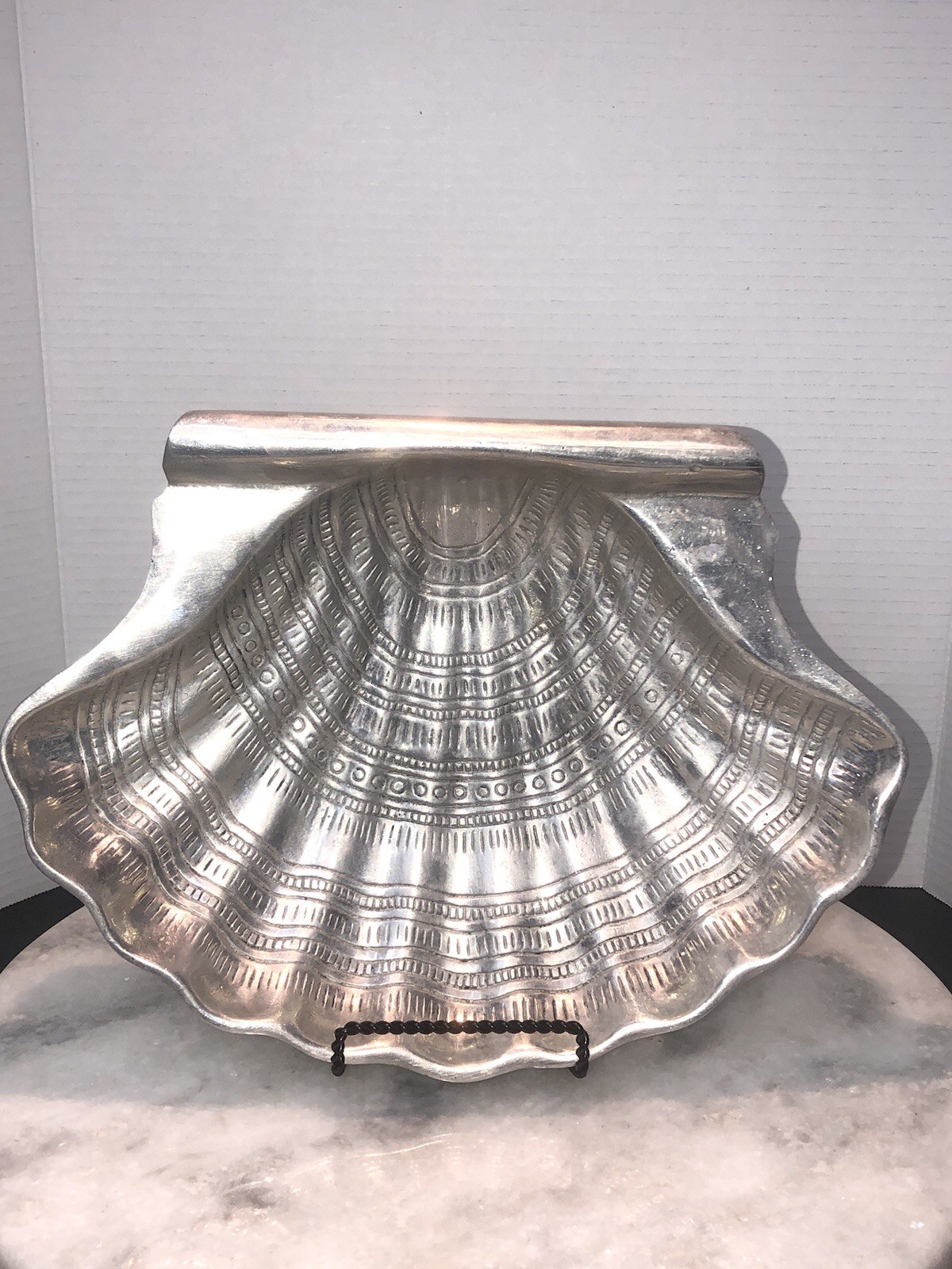 Silver Plated Pewter Nautical Sea Shell Clam Bowl Dish in EUC
