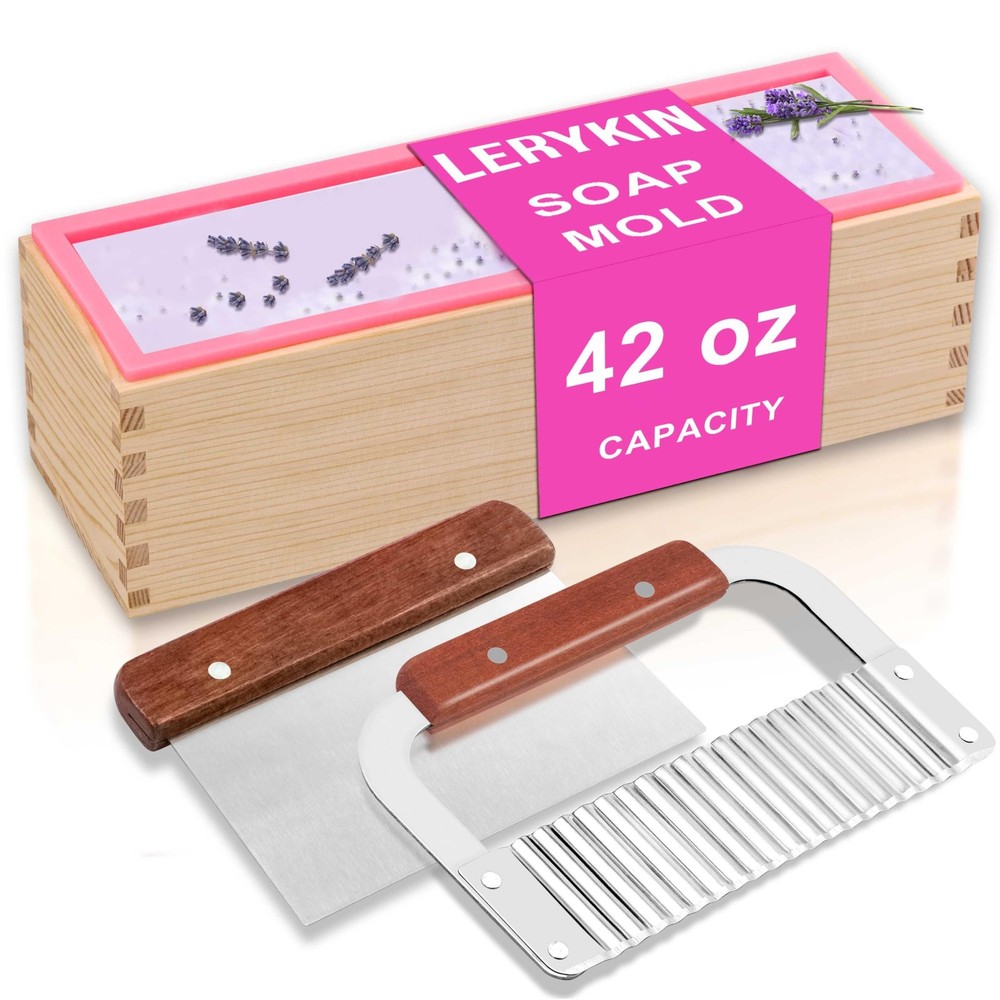 Rectangular Soap Mold Kit with Cutter- 42oz Flexible Silicone Loaf Soap Mold ...