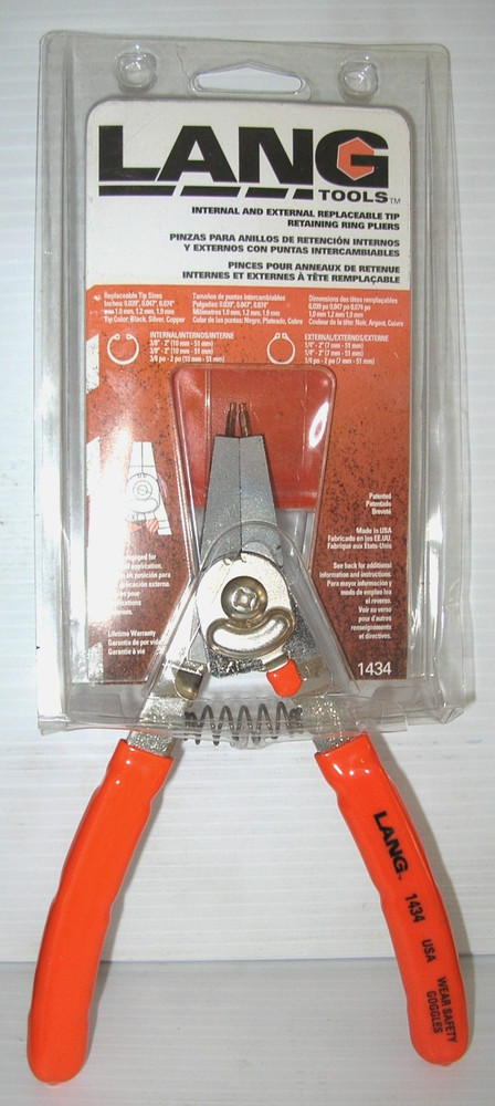 New Lang Tools 1434 Internal/External Snap Ring Plier Kit, Replaceable Tips, USA