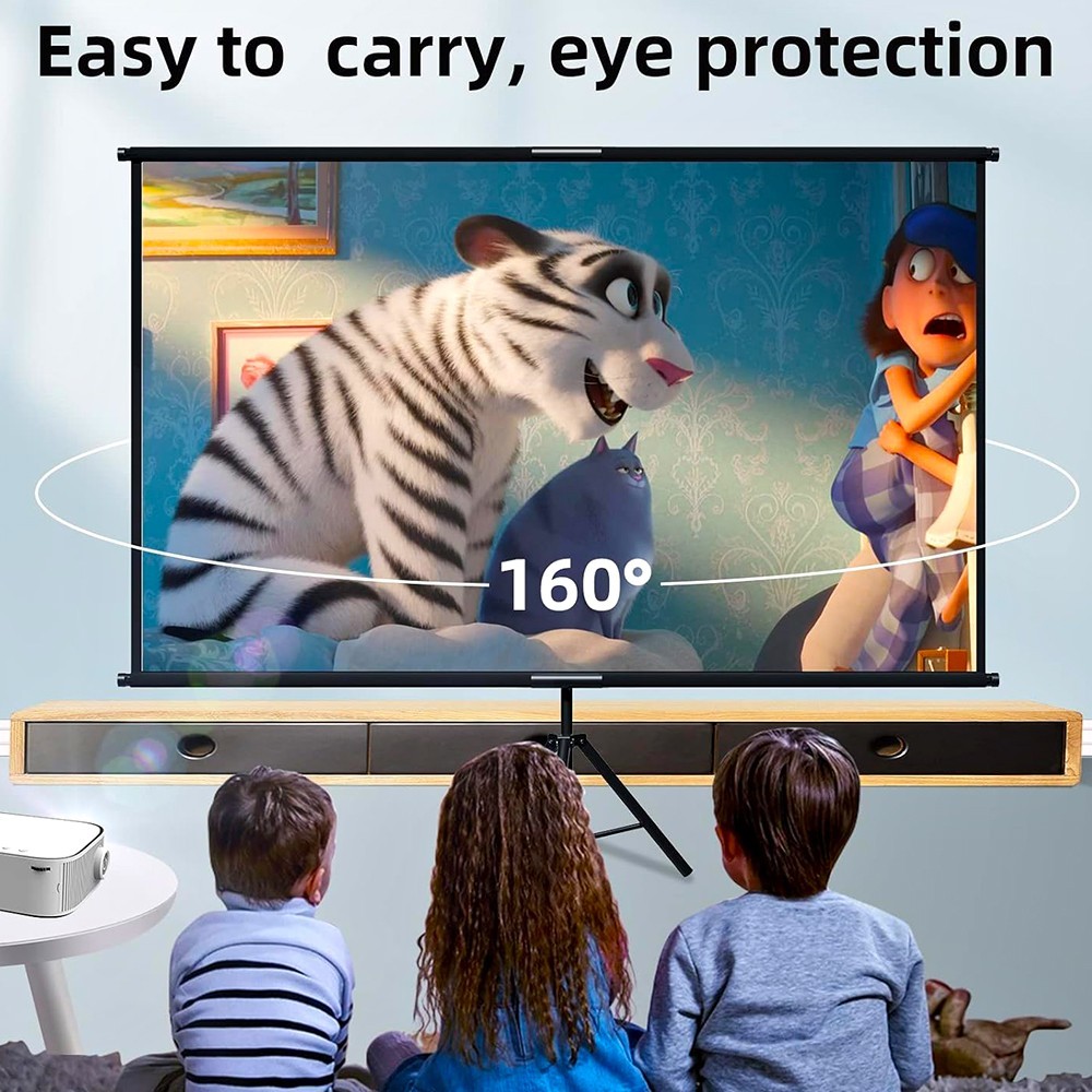 60" PORTABLE MOBILE PROJECTOR SCREEN TRIPOD STAND HEIGHT ADJUSTABLE CONFERENCE