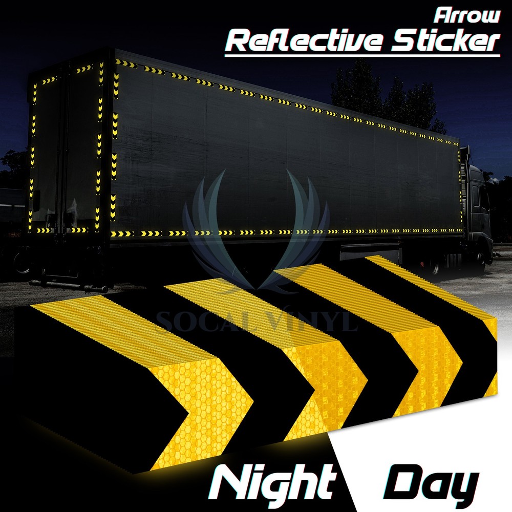 Black Golden Yellow DOT-C2 Conspicuity Arrow Reflective Tape Strip Safety Sign