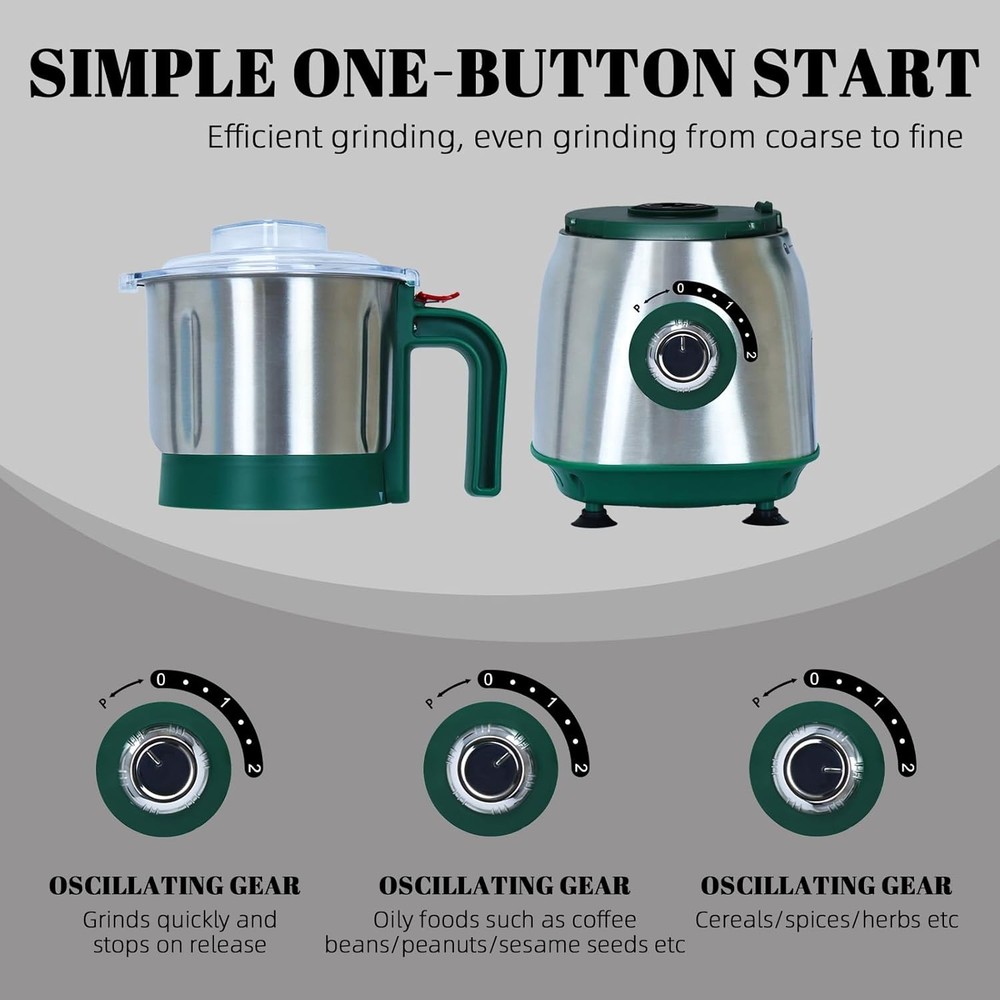 Versatile Kitchen Grinder | 500W Electric Mill | Grinds Spices, Nuts, Grains, Co