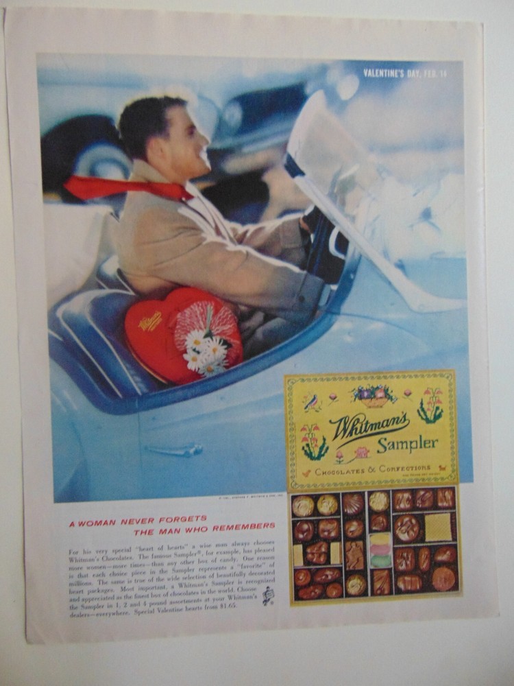1961 WHITMAN'S CHOCOLATES  vintage print ad