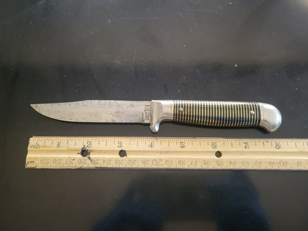Vintage Imperial Prov RI USA Fixed Blade Knife Solid Handle