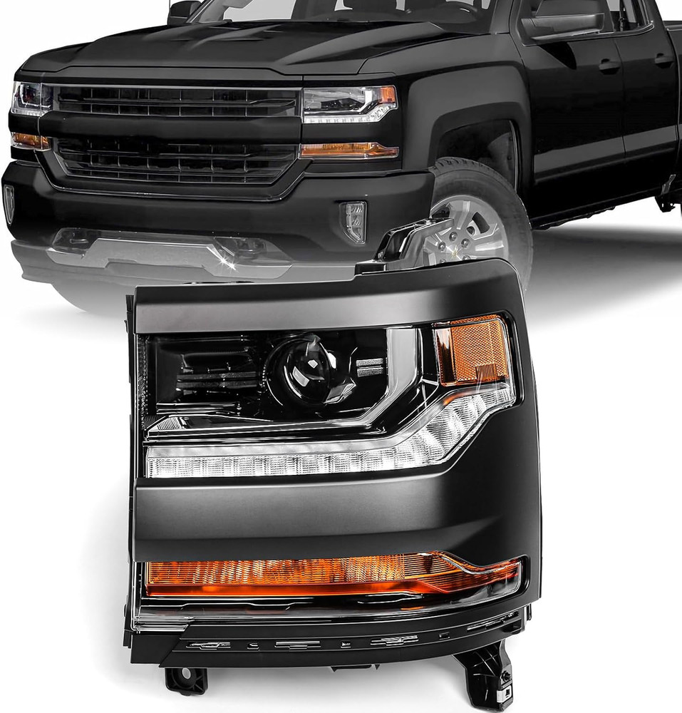 Headlight Assembly Compatible with Chevy Silverado 1500 2016 2017 2018 (Hid/Xeno