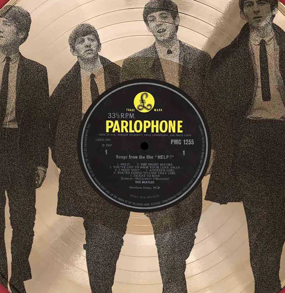 Beatles HELP Framed Gold Etched LP Shadowbox