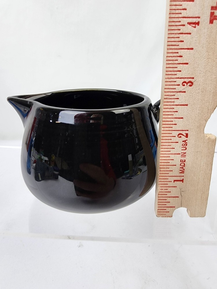 Black Fiesta Glossy Ceramic Creamer Replacement - Solid Pattern Stamped Small F