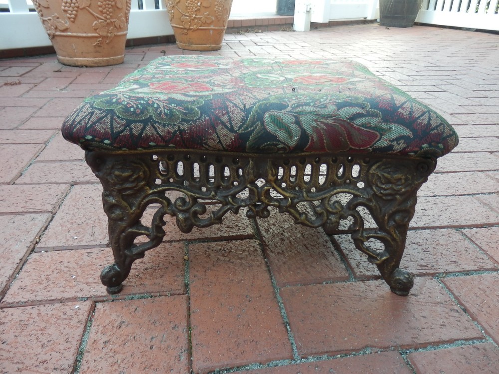 Vintage Cast Iron Footstool  14" x 9"