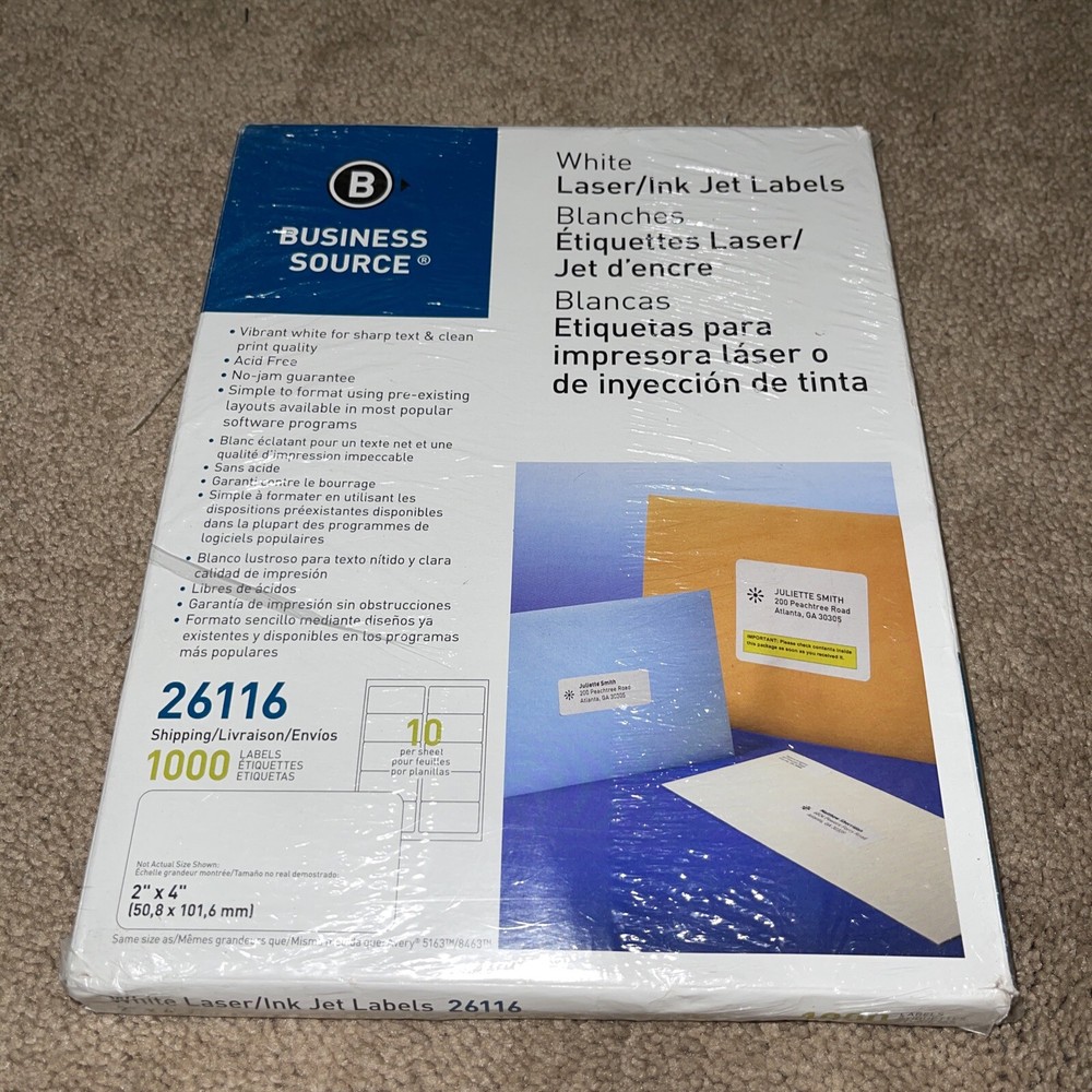 Business Source Mailing Laser/Ink Jet  Labels *2 by 4*