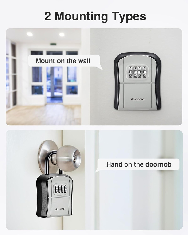 Key Lock Box, Portable Combination Lockbox Wall-Mounted Key Storage Box for Hous