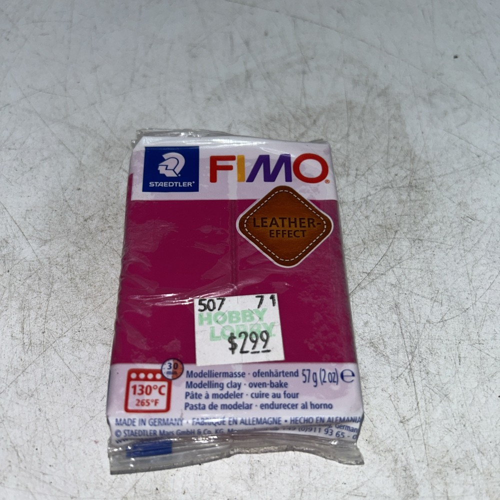 FIMO Leather Effect Polymer Clay,  2 Oz., Berry Pink J64