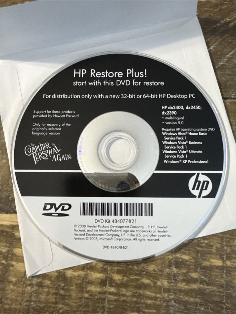 HP Restore Plus Software PC Cd Rom