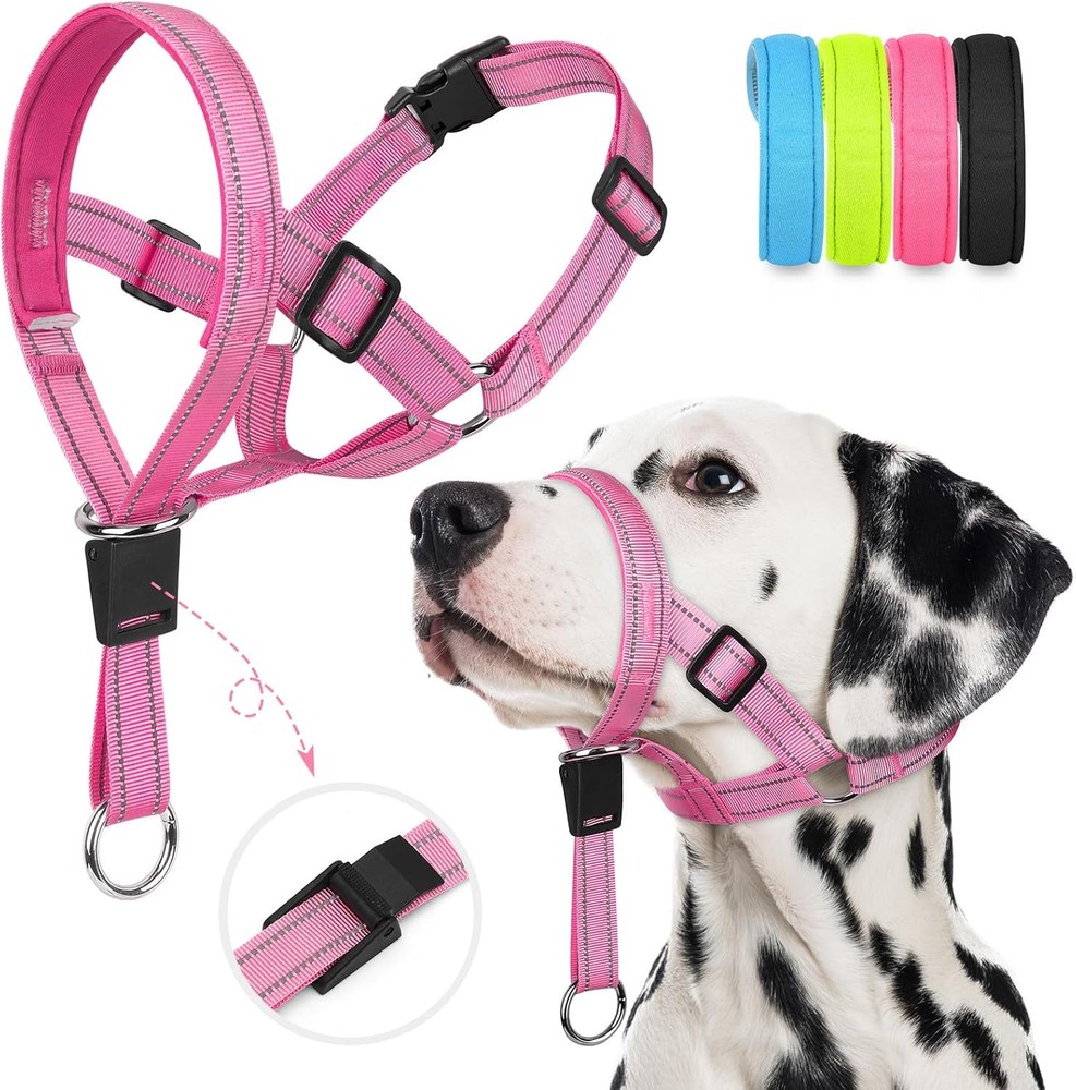 No-Pull Dog Head Halter Adjustable Padded Nose Ring Reflective Safety Training