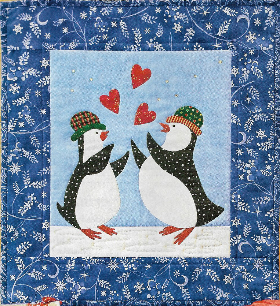 Catching Hearts Penguin Wall Quilt quilting pattern instructions