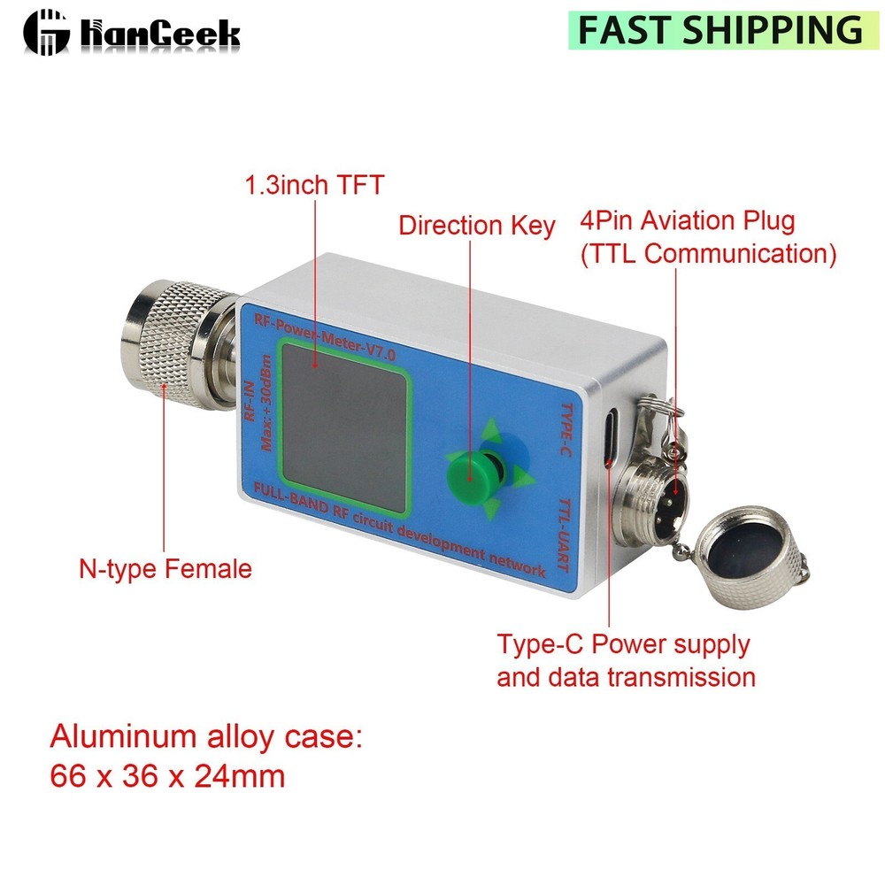RF Power Meter 10GHz Type-C Full-band RF Circuit Development Network Serial COMM