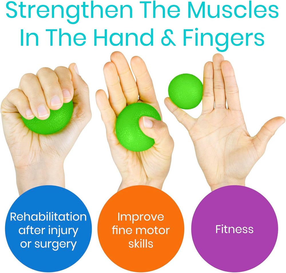 Squeeze Balls for Hand Therapy, Exercise, Arthritis - Grip Strengthener, 3 Pack